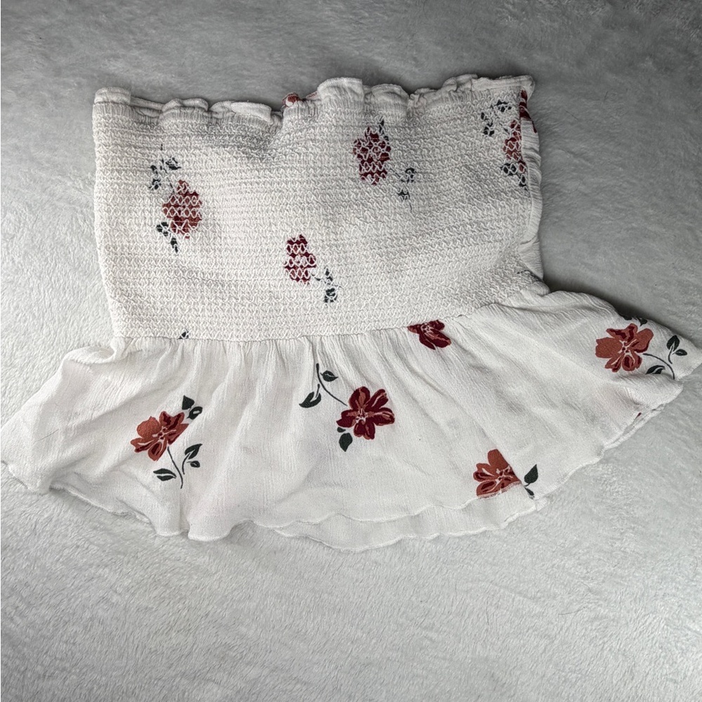 White Floral Tube Top